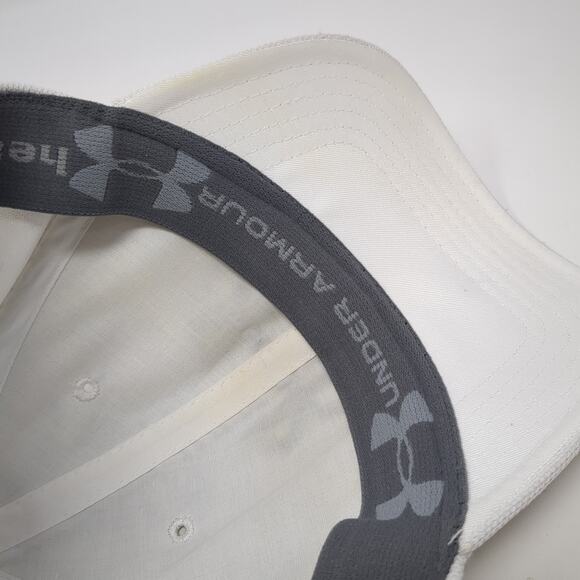 Under Armour Fitted Hat White Large Embroidered Logo Stretch Outdoor - Picture 8 of 9